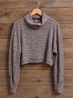 Free People Cropped Waffle Thermal Knit Turtleneck